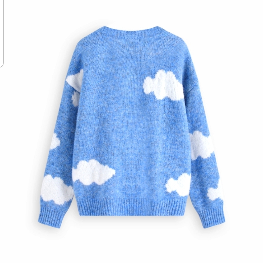 Blue and White Clouds Sweater